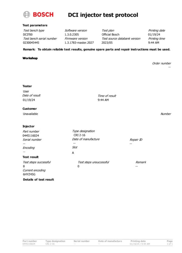 Portegra 2.0D Diesel Injector | Bosch 0445116024 0986435394 | Fuel System Parts - Image 5
